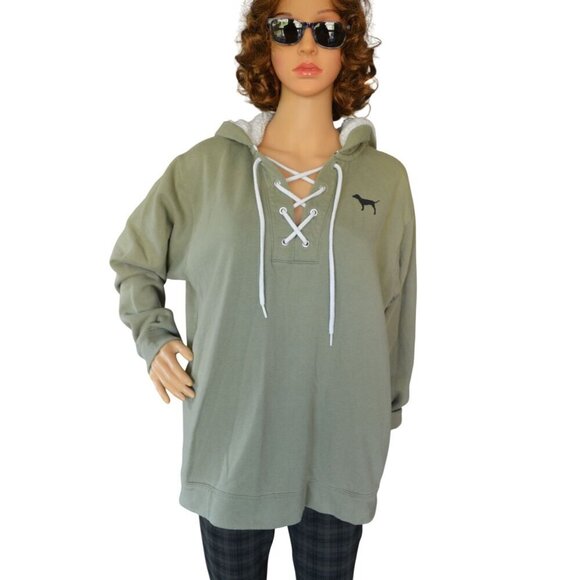 Victoria's Secret PINK Sage Green Pullover Hoodie Womens Size L Loungewear Activ - Picture 2 of 11